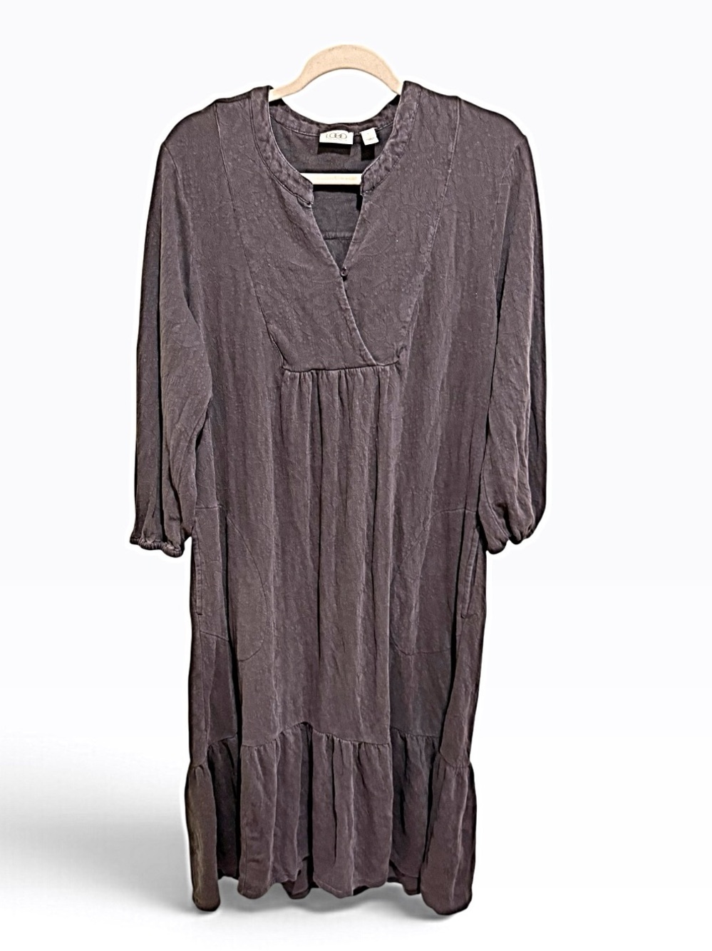 LOGO by Lori Goldstein Black Maxi Dress with Ruffle Hem